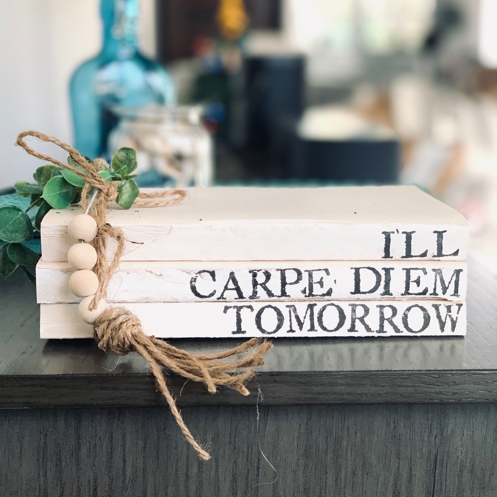 Custom farmhouse book stacks!